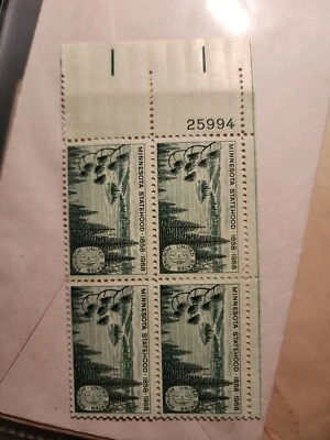 1958 Minnesota Statehood 3c Plate Block Of 4 US Stamps Sc#1106 Unused - #B164 - Image 1 of 4