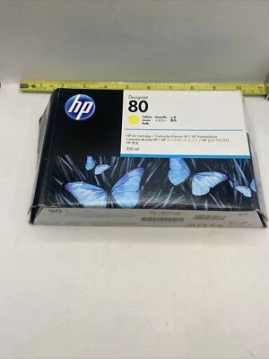 HP 80 Yellow 350mL Ink Cartridge C4848A DesignJet 1055cm 1000 1050C 12/2020 V15 - Image 1 of 4