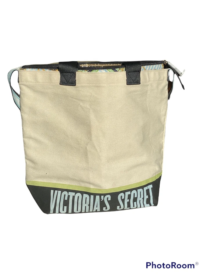 Victoria's Secret Insulated Cooler Tote Canvas Baroque Carry 2 Bag Set All in 1