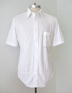 Nueva De Colección Años 70 JCPenney Blanca Ultressa Polietirada Discoteca Proxeneta S/S Nerd Camisa de Vestir L - Imagen 1 de 6