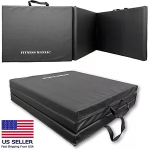 Tri-Fold Folding Thick Exercise Mat with Carrying Handles for Tumbling MMA Core - Picture 1 of 9