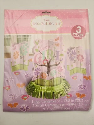 Baby Girl Table Decorating Kit Party Celebration 3 Pieces Centerpiece Confetti - Image 1 of 4