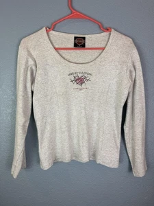 Vintage Harley-Davidson Shirt Womens Small Gray Long Sleeve Santa Barbara 90s - Picture 1 of 10