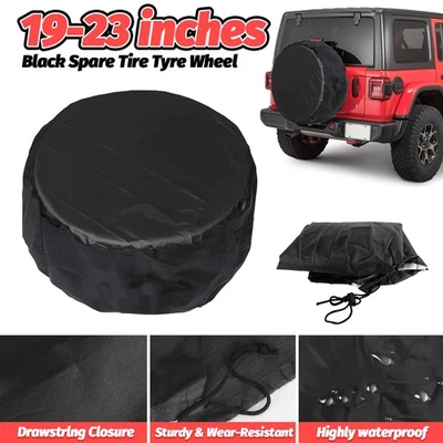 DIY Black Spare Tire Tyre Wheel Cover for Jeep Trailer RV Camper Universal Foto 1 de 4