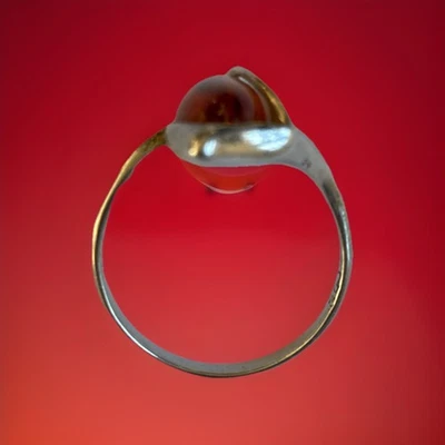BALTIC AMBER STERLING SILVER WRAP OVER RING SIZE U - Image 1 of 4