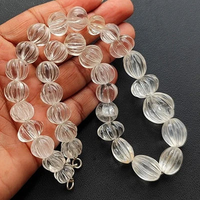 Único Cristal de Roca Cuarzo 10-15 mm Mate Sandía 16" Gema Brasileña Foto 1 de 4