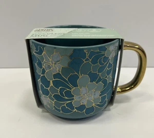 Tazza floreale timo e tavola ceramica gres 16 oz tazza teal dettagli oro succulento - Foto 1 di 5