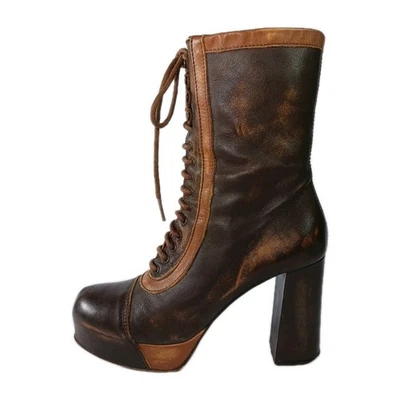 Jeffrey Campbell Y2K Pow Pow Platform  Boots Women's Size 6.5 Block Heel Brown   - Image 1 of 4
