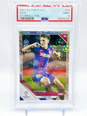 2021-22 Topps UCL 1st Edition Gavi Rookie Card Starball Foil PSA 9 FC Barcelona - Image 1 of 4