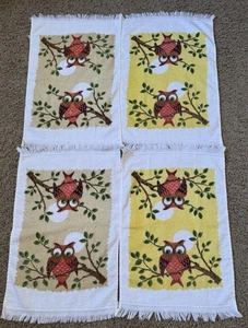 Vintage Retro MCM Terrycloth OWL Kitchen Towel Dish Cannon Lot Of 4 - Picture 1 of 5