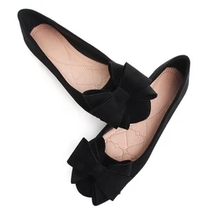 Women Round Toe Bowknot Flats Comfortable Slip On Ballet Flat Shoes Black 43(10) - Picture 1 of 7