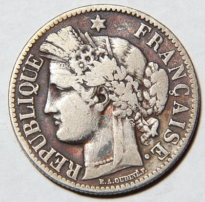 1870 A France Two 2 Francs Legend Reverse Ceres Head -5225- - Image 1 of 2