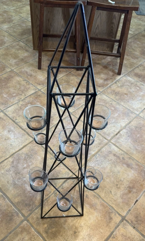 Candelabro de hierro forjado marrón de colección soporte de exhibición 4 luces ART DECO Foto 1 de 2