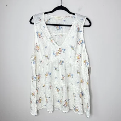 NUEVO NUEVO CON ETIQUETAS Top Rewind Para Mujer Ligero Floral En Niveles Sin Mangas 2X Boho Femenino Foto 1 de 4
