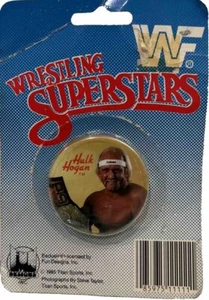 1985 WWF Wrestling Superstars Hulk Hogan Button Fun Designs Titan Sports (P) - Picture 1 of 2
