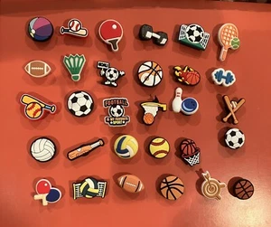 Sports Tennis Baseball Paddleball Shoe Charms To Fit Crocs - 30 Pieces - Picture 1 of 1