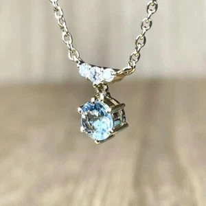 TASAKI Necklace Aquamarine Diamond: 0.07ct 18K Yellow Gold From Japan - Picture 1 of 7