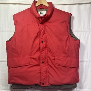 VTG REI Men’s XL Large Red Nylon Cover Goose Down Utility Heavy Duty Puffer Vest - Picture 1 of 17