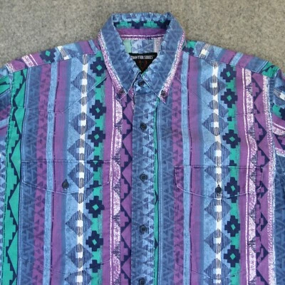 Wrangler Frontier Series Western Shirt Mens M Aztec Stripe Rodeo Cowboy Checotah - Image 1 of 4