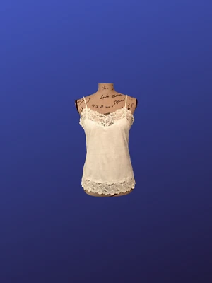 Camisola de tela arrugada LAPIS, ribete de encaje/lentejuelas, marfil/ópalo, para mujer talla L, nueva sin etiquetas Foto 1 de 4