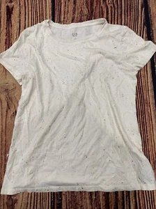 GAP NWT Women's L Off White w/Gold Specs T-Shirt - Picture 1 of 6