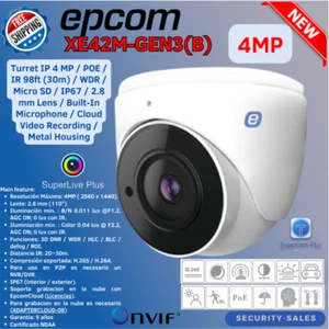 Epcom XE42M-GEN3(B) 4MP IR Water-proof Turret IP Network POE Camera Built-In Mic - Picture 1 of 4