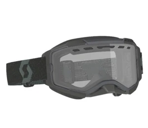 Scott Fury Snow Cross Motorcycle/ATV Goggles Black/Blk & Grey Strap Clear Lens - Picture 1 of 1