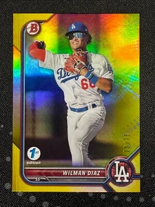 2022 Bowman Draft 1st Edition #BD-167 Wilman Diaz Yellow Foil /75 Dodgers - Bild 1 von 1