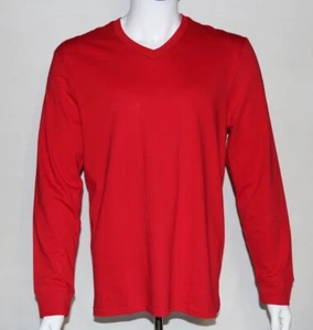 Club Room Men's Red Performance Long-Sleeve V-Neck Cotton T-Shirt Size Large L - Picture 1 of 10