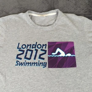 London Olympics 2012 Shirt Swimming Adidas Gray Short Sleeve Men Medium - Picture 1 of 15