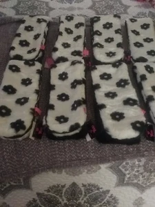 BETSEY JOHNSON black and white floral faux fur TROLLS scarves (set of 8) - Picture 1 of 7