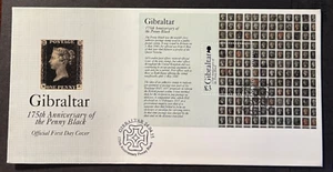 Gibraltar: FDC 175th anniversary of the penny black souvenir sheet - Picture 1 of 1