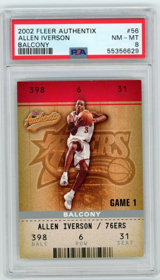 2002 Fleer Authentix ALLEN IVERSON Sixers BALCONY Tough #'d 152/250 PSA 8 POP 1 - Image 1 of 1