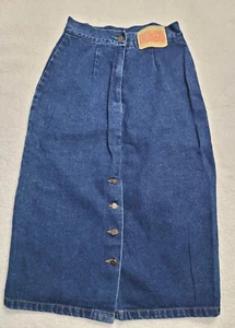 [71] Vintage 80s Bongo Women's Blue Denim Skirt w/ Front Slit- Size 9  - Bild 1 von 8