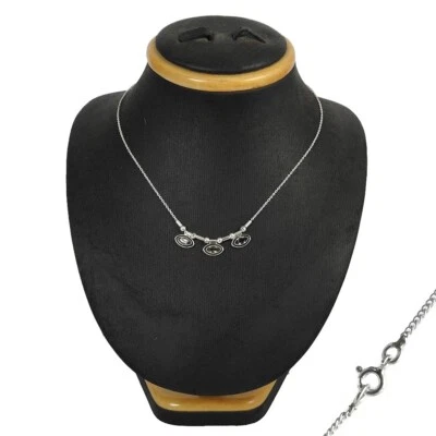 Colar feminino de prata esterlina 925 com joias de quartzo esfumaçado natural A23 - Imagem 1 de 4