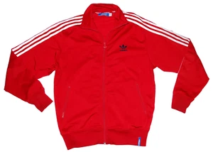 Adidas Originales Rojo Camiseta de Pista Mediana Cremallera Completa Chaqueta Trifolio DEPORTE Old Skool - Imagen 1 de 4