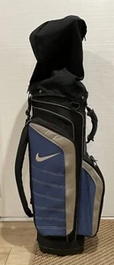 Nike Golf Cart Bag 14-way 5-pocket Blue & Black with Rain Cover - Picture 1 of 16