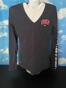 USA Nike Shirt Long sleeve dri fit Small Navy Blue Youth c40 - Picture 1 of 6