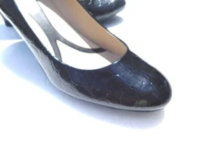 NATURALIZER LADIES BLACK PATENT LEATHER CROC WEDGE HEELS SIZE 7.5 M - Picture 1 of 5