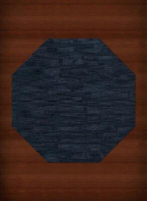 Blue Transitional Hand Hooked Squares Rectangles Boxes Area Rug Patchwork DV6 - Image 1 of 2