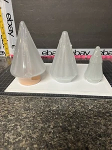 Beautiful Glass Tree Decor Set Of 3 Frosted Glass Trees New! - Picture 1 of 18