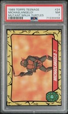 1989 Topps Teenage Mutant Ninja Turtles #24 Michaelangelo Rookie Card PSA 7