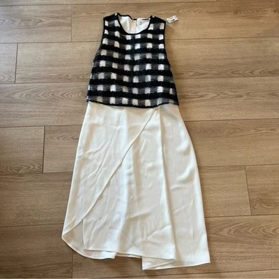 NWT Derek Lam 10Crosby Black White Checkered Silk Sleeveless Dress Size 4 - Image 1 of 4