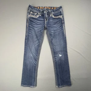 Rock Revival Jeans Womens 26 Deeka Straight Low Rise Embellished Pockets Western - Picture 1 of 9