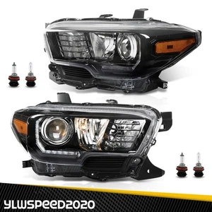 Housing Amber Corner Projector Headlights Fits 16-23 Toyota Tacoma LED DRL Black - Picture 1 of 12