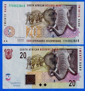 South Africa 20 Rand SET 1999 & 2005 P-124b & 129a Circulated Note Set -Elephant - Picture 1 of 4