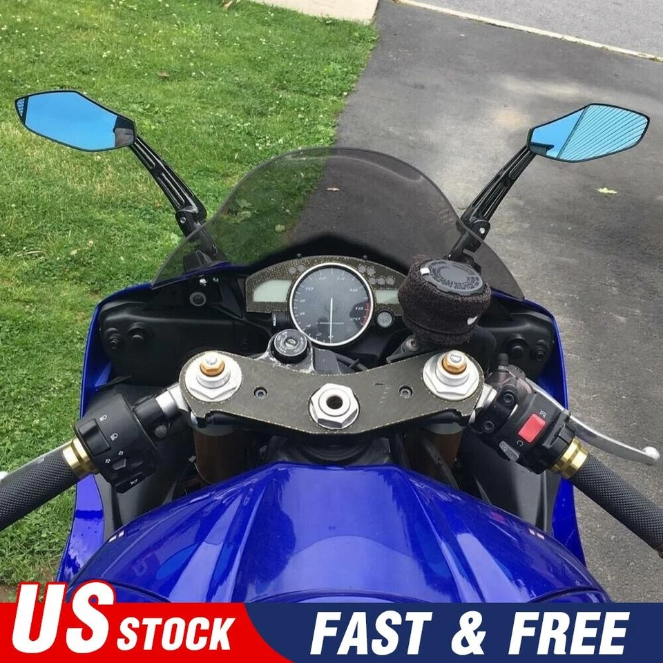 For Suzuki GSXR 600 750 1000 Hayabusa 1300 Motorcycle Black Rear View Mirrors US - Image 1 of 4