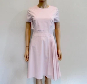 CAROLINA HERRERA Dress Sz 8 Lilac Pink Pleated Detail Short Sleeve Elegant NWT - Picture 1 of 20