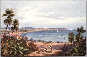 Postal vintage de la India "No. 4 Bombay" Vista panorámica al puerto / 1909 Cancelar - Imagen 1 de 2