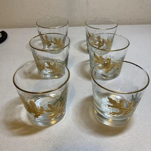 6er Set Libby Low Ball Blattgold Gläser. B17  - Bild 1 von 7